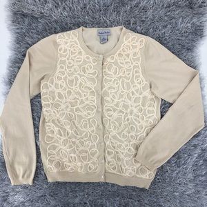 Women’s Cream Silk Blend Cardigan Sweater